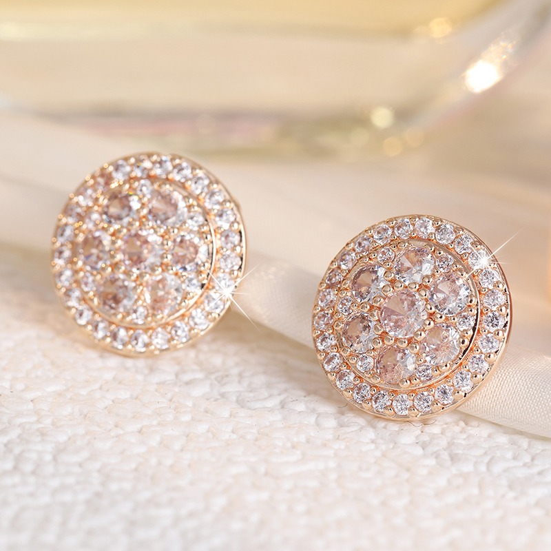Elegant Luxury Round Synthetic Zirconia Stud Earrings